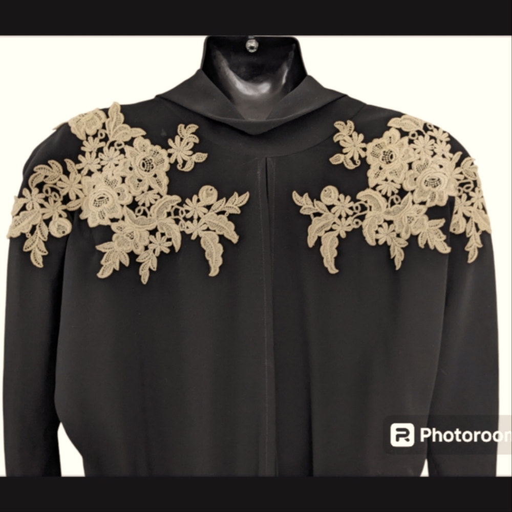 Black Jumpsuit with Cream Applique